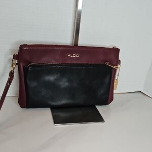 Aldo Two-Tone Burgundy and Black Clutch